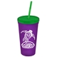 Promotional Personalized 24 oz Stadium Plastic Tumbler Cup With Straw And Lid