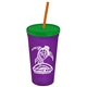 Promotional Personalized 24 oz Stadium Plastic Tumbler Cup With Straw And Lid