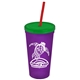 Promotional Personalized 24 oz Stadium Plastic Tumbler Cup With Straw And Lid