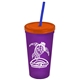 Promotional Personalized 24 oz Stadium Plastic Tumbler Cup With Straw And Lid