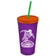 Promotional Personalized 24 oz Stadium Plastic Tumbler Cup With Straw And Lid