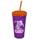 Promotional Personalized 24 oz Stadium Plastic Tumbler Cup With Straw And Lid