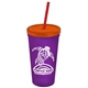 Promotional Personalized 24 oz Stadium Plastic Tumbler Cup With Straw And Lid