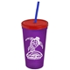 Promotional Personalized 24 oz Stadium Plastic Tumbler Cup With Straw And Lid