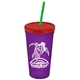Promotional Personalized 24 oz Stadium Plastic Tumbler Cup With Straw And Lid