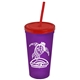 Promotional Personalized 24 oz Stadium Plastic Tumbler Cup With Straw And Lid