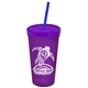 Promotional Personalized 24 oz Stadium Plastic Tumbler Cup With Straw And Lid