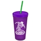 Promotional Personalized 24 oz Stadium Plastic Tumbler Cup With Straw And Lid