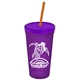 Promotional Personalized 24 oz Stadium Plastic Tumbler Cup With Straw And Lid