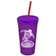 Promotional Personalized 24 oz Stadium Plastic Tumbler Cup With Straw And Lid
