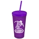 Promotional Personalized 24 oz Stadium Plastic Tumbler Cup With Straw And Lid