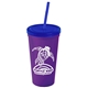 Promotional Personalized 24 oz Stadium Plastic Tumbler Cup With Straw And Lid