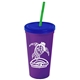 Promotional Personalized 24 oz Stadium Plastic Tumbler Cup With Straw And Lid