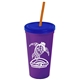 Promotional Personalized 24 oz Stadium Plastic Tumbler Cup With Straw And Lid