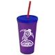 Promotional Personalized 24 oz Stadium Plastic Tumbler Cup With Straw And Lid
