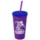 Promotional Personalized 24 oz Stadium Plastic Tumbler Cup With Straw And Lid