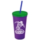 Promotional Personalized 24 oz Stadium Plastic Tumbler Cup With Straw And Lid