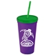 Promotional Personalized 24 oz Stadium Plastic Tumbler Cup With Straw And Lid