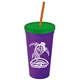Promotional Personalized 24 oz Stadium Plastic Tumbler Cup With Straw And Lid