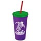 Promotional Personalized 24 oz Stadium Plastic Tumbler Cup With Straw And Lid