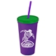 Promotional Personalized 24 oz Stadium Plastic Tumbler Cup With Straw And Lid