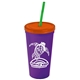 Promotional Personalized 24 oz Stadium Plastic Tumbler Cup With Straw And Lid