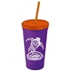 Promotional Personalized 24 oz Stadium Plastic Tumbler Cup With Straw And Lid