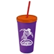 Promotional Personalized 24 oz Stadium Plastic Tumbler Cup With Straw And Lid
