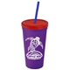 Promotional Personalized 24 oz Stadium Plastic Tumbler Cup With Straw And Lid