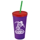 Promotional Personalized 24 oz Stadium Plastic Tumbler Cup With Straw And Lid