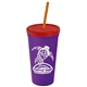 Promotional Personalized 24 oz Stadium Plastic Tumbler Cup With Straw And Lid