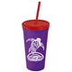Promotional Personalized 24 oz Stadium Plastic Tumbler Cup With Straw And Lid