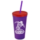 Promotional Personalized 24 oz Stadium Plastic Tumbler Cup With Straw And Lid