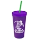 Promotional Personalized 24 oz Stadium Plastic Tumbler Cup With Straw And Lid