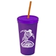 Promotional Personalized 24 oz Stadium Plastic Tumbler Cup With Straw And Lid
