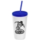 Promotional Personalized 24 oz Stadium Plastic Tumbler Cup With Straw And Lid