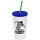 Promotional Personalized 24 oz Stadium Plastic Tumbler Cup With Straw And Lid