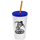 Promotional Personalized 24 oz Stadium Plastic Tumbler Cup With Straw And Lid