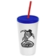 Promotional Personalized 24 oz Stadium Plastic Tumbler Cup With Straw And Lid