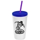 Promotional Personalized 24 oz Stadium Plastic Tumbler Cup With Straw And Lid