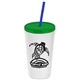 Promotional Personalized 24 oz Stadium Plastic Tumbler Cup With Straw And Lid