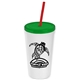 Promotional Personalized 24 oz Stadium Plastic Tumbler Cup With Straw And Lid