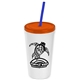 Promotional Personalized 24 oz Stadium Plastic Tumbler Cup With Straw And Lid