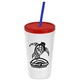 Promotional Personalized 24 oz Stadium Plastic Tumbler Cup With Straw And Lid