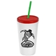 Promotional Personalized 24 oz Stadium Plastic Tumbler Cup With Straw And Lid