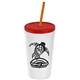 Promotional Personalized 24 oz Stadium Plastic Tumbler Cup With Straw And Lid