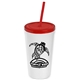 Promotional Personalized 24 oz Stadium Plastic Tumbler Cup With Straw And Lid