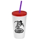 Promotional Personalized 24 oz Stadium Plastic Tumbler Cup With Straw And Lid