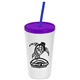 Promotional Personalized 24 oz Stadium Plastic Tumbler Cup With Straw And Lid