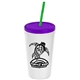 Promotional Personalized 24 oz Stadium Plastic Tumbler Cup With Straw And Lid